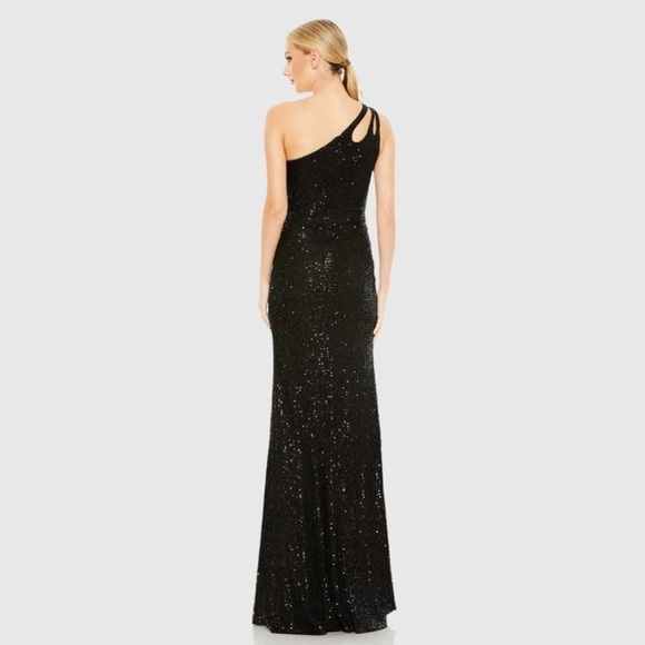 IEENA FOR MAC DUGGAL 42029 NWT Sequined Strappy One Shoulder Column Gown - Picture 3 of 7